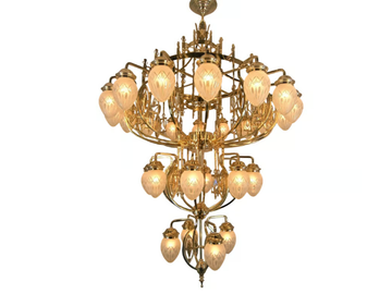 PANNON 28 - Handmade brass chandelier by Patinas Lighting - view 2